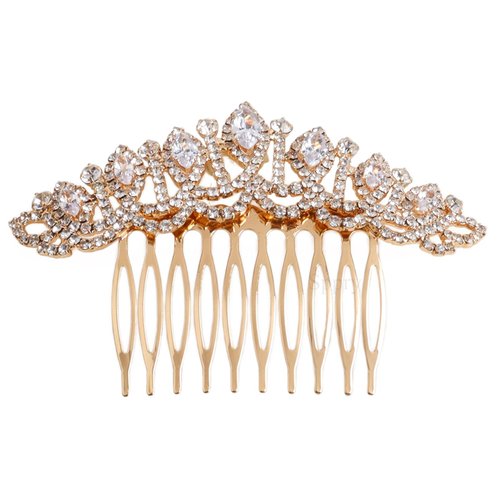 Sppry Rhinestone Hair Comb - Elegant Hair Accessory for Women Bridal in Wedding Party(Gold)