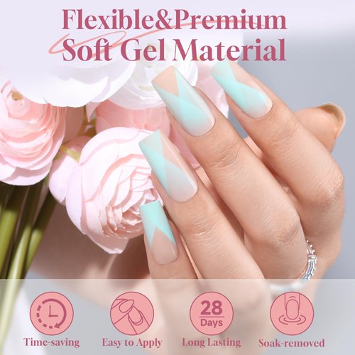 UNA GELLA Medium Square Gel Nail Tips Half Matte 312pcs Medium Square Gel x Nails Full Cover False Acrylic Nails Tips for Press On Nails DIY Art Salon Nail Extensions, 12 Sizes