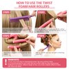 Tigeen 84 Pieces Flexible Curling Rods Twist Foam, Soft Foam Bendy No Heat hair roller with Rat Tail Comb Hair Edge Brush for Short Medium Long Hair, 7 Sizes(Purple)