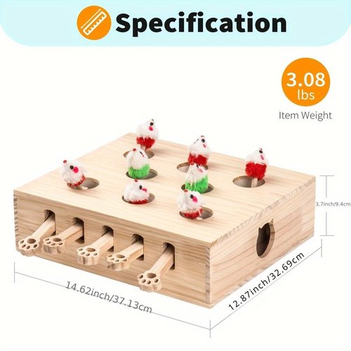 OCACA Cat Toy, Interactive Whack-a-mole Solid Wood Toys for Cats
