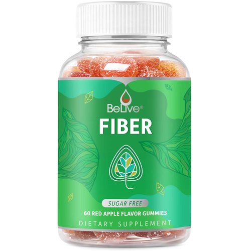 BeLive Fiber Gummies - Prebiotic Fiber Supplement with Chicory Root & Inulin for Digestive Support & Overall Gut Health I Vegan, Sugar Free Gummies for Adults & Children | 60 Ct - Apple Flavor