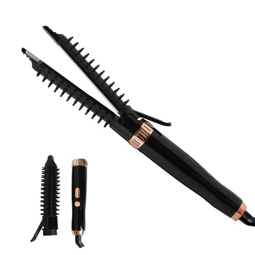 ECOJIA Detachable Curling Iron Brush 2 in 1 Ceramic Straightener Curler 1 Inch Curing Wand Barrel 5 Temps Adjustable Hot Curler Brush Hair Tools for Travel Long Short Hair
