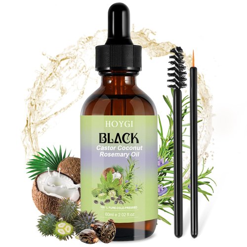 HOYGI Castor Oil Cold Pressed Hair Growth Oil, Coconut Oil Rosemary Oil for Hair Growth with Biot...