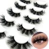 Mink Lashes Flu-ffy Lashes 20mm Long Flu-ffy False Eyelashes 3D Volume Curly Dramatic Fake Eyelashes Thick Full Lashes 5 Pairs Pack(5W-TB56)