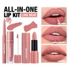 Jolilab 3 in 1 Matte Velvet Lipstick Set-Lip Liner, Lip Gloss and Lipstick, Waterproof Longlasting Pigment Nude Non-Stick Cup Women Lip Makeup, Perfect for Natural Lip Contour (SET 6, 1)