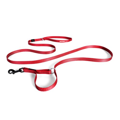 EzyDog Vario 4 Multi-Function Adjustable Dog Leash and Slip Lead - Converts to 6 Foot or 3 Foot - Perfect for Training and Reflective for Nighttime Safety - for Small Dogs Under 26 lbs (Red)