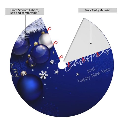 Christmas Tree Skirt Blue Ball Fir Branch Snowflake 36 Inch for Xmas New Year Nightmare Before Christmas Decorations Lobby Home