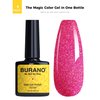 BURANO Reflective Gel Nail Polish, 7.3ml Reflective Diamond Nail Glitter Gel Polish, Sparkly Color Gel Polish Holographic Glitters Shiny Gel Polish UV Lamp Required (Hot Pink SZ9)