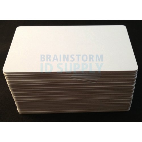 Inkjet PVC Cards (100 Pack) - Inkjet Printable PVC ID Cards with Brainstorm ID's Enhanced Ink Receptive Coating - Waterproof and Double Sided Printing - Works with Epson and Canon Inkjet Printers