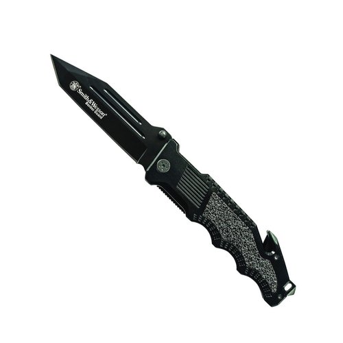 Smith & Wesson Border Guard SWBG6TS 10.1in S.S. Folding Knife with 4.2in Serrated Tanto Blade and G-10 Handle for Outdoor, Tactical, Survival and EDC
