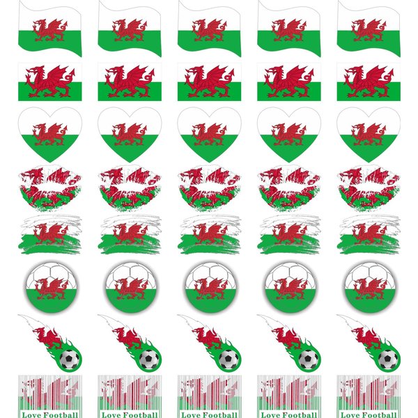 Meme Series Womaha 40 Sheets Wales Flag Temporary Tattoos for Kids Football Temporary Face Tattoos