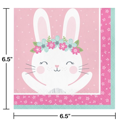 Creative Converting 336052 Bunny Party Napkins, 6.5", Multicolor