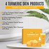Healov Turmeric Skincare Set - Turmeric Skin Care Products Brightening & Acne - Turmeric Skin Care Kit, Turmeric Skin Care Set - Turmeric Cleanser, Body Scrub, Face Cream & Facial Serum