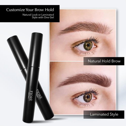 FioreBrows Eyebrow Gel – Clear Brow Gel UpTo 24H Extreme Instant Hold – MakeUp Brow Sculpting Gel for Eyebrow Styling and Shaping – Water-Resistant Brow Gel Natural Laminated Brows Effect, 0.4 Fl Oz