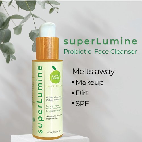 Pure Cimple Probiotic Face Cleanser - Gentle Makeup Remover with Papaya Enzyme for Dry, Sensitive Skin