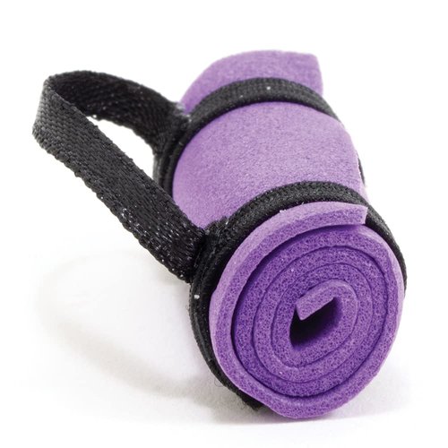 Dollhouse Miniature Purple Yoga Mat Exercise Fitness with Carrying Strap