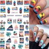 24 Sheets Summer Nail Art Stickers, Palm Tree Beach Water Transfer Nail Decals, 3D Anchor Design DIY Manicure Decorations for Women Girls