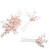 Denifery Wedding Pink Rhinestone Pearls Flower and Leaf Hair Comb Bridal Vintage Headpiece Crystal Women Hair Comb Bridal Hair Comb with 2 Pins Wedding Hair Piece Wedding Accessories
