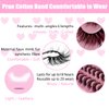 BTLLSSH 8Pair 3D5D 0.67INCH Volume Cat Eye Lashes Extension Thick False Eyelashes Cross Fluffy Natural Look Faux Mink Lashes with Dark Pink Box