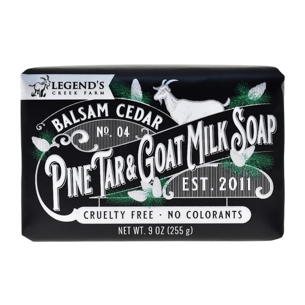 Legend's Creek Farm Goat Milk Soap - Triple Milled Moisturizing Soap Bar for Hands and Body - 9 Oz Creamy Lather, Nourishing, Natural Soap for Sensitive Skin (Balsam Cedar & Pine Tar, Pack of 4)