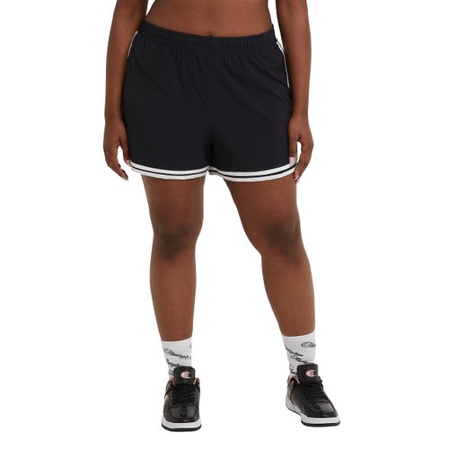 Champion, Varsity, Moisture Wicking, Lightweight Gym Shorts for Women, 3.5" (Plus Size Available), Black, Medium