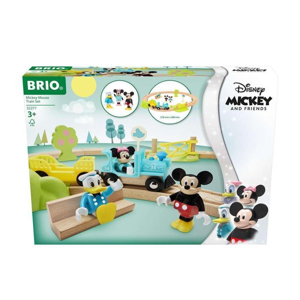 BRIO 32277 Mickey Mouse Train Set - Wooden Railway Adventure | FSC-Certified Wood | Magnetic Couplings | Skill Development Toy | Ideal Gift for Kids