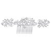 BriLove Wedding Hair Accessories Bridal Hair Comb Bohemian Boho Crystal Cluster Flower Vine Leaf Bling Comb for Bride and Women Clear Silver-Tone