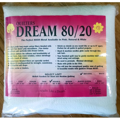 Quilter's Dream 80/20, Natural, Select Loft Batting - Double Size 96"X93"