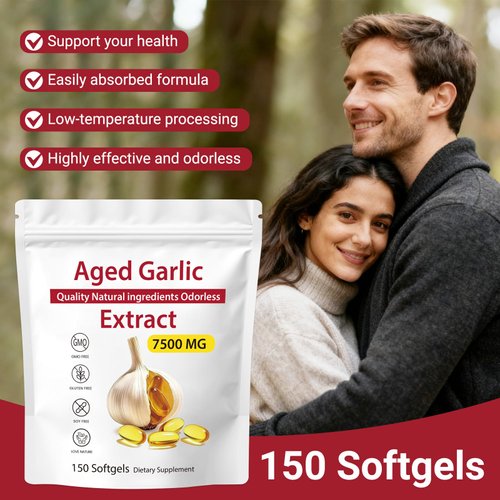 Aged Garlic Extract, 7500mg Organic Garlic Capsules Supplement, 150 Softgels | Org anic, All-Natural, Non-GMO, Gluten-Free | Daily Immune for Adults (150 Capsules)