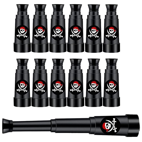 Juephe Plastic Pirate Telescopes Bulk Kids Pirate Party Supplies Mini Pirate Spyglass for Pirate Birthday Party Toys Halloween Treasure Hunt Pretend Play (24)