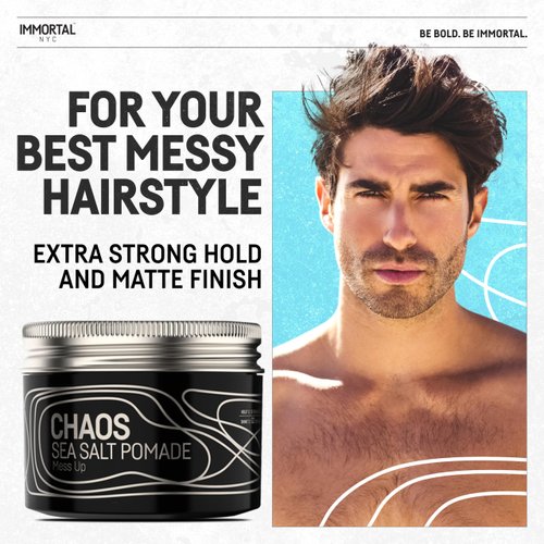 Immortal NYC Exclusive 'SEA SALT' Pomade - Matte Natural Dry look - Firm Strong Hold - Extra Volume & more Texture-No Shine - 100 Ml/3.4 Oz (Travel size)