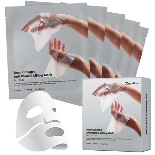ONMYLOVIN Deep Collagen Face Mask, Bio-Collagen Korean Overnight Hydrogel Mask, Anti Wrinkle Firming Lifting Korean Collagen Films for Improve Skin Elasticity,Firming And Moisturizing 5 Pack