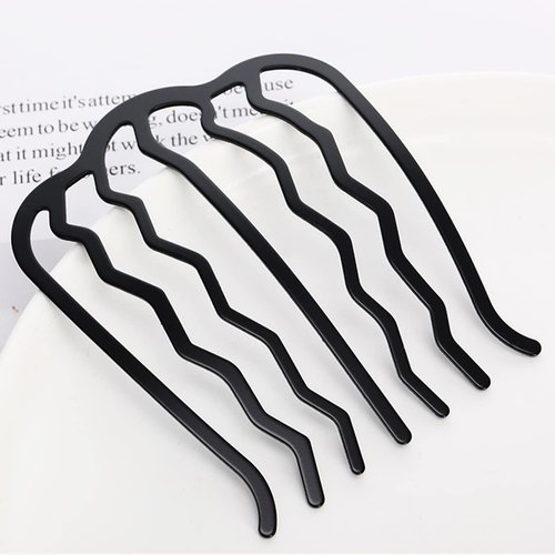 4 Pieces Hair Side Combs Vintage Hair Fork Clip U Shape French Twist Hair Pin Messy Bun Maker Hair Styling Tool Accessories for Women and Girls Black