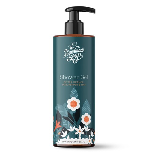 The Handmade Soap Company Shower Gel, Bitter Orange, Pink Pepper, & Hay Body Wash, Liquid Bath Soap, Moisturizing Body Wash, Cruelty Free & Vegan Shower Gel, 10 fl oz