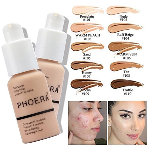 PHOERA Foundation, Full Coverage Foundation, PHOERA Primer, PHOERA Powder, PHOERA Makeup Set, Kabuki Makeup Brushes Foundation Brush Powder Brush,2 Pcs Makeup Sponge(2 PCS 103- Warm peach)