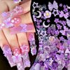 100pcs Purple Flower Bow Nail Charms Resin Nail Bows Nail Flowers 3D Nail Art Charms Cute Heart Moon Camellia Nail Charm Bear Butterfly Charms for Nails Design Bows for Nails Charms Nail Accessories