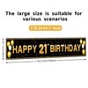 ANATANOWOR 21st Birthday Decorations for Boys and Girls Black and Gold Happy 21st Birthday Decorations Banner 21 Years Old Bday Party Supplies (118" X 20")