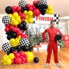 132pcs Race Car Balloon Arch Kit, Race Car Party Decorations with Red Black Yellow Balloons Checkered Wheel Tire Balloons for One Two Fast Race Car Birthday Party Decorations for Boys