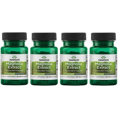 Swanson Magnolia Bark-Herbal Supplement Traditionally Used to Promote Nervous System & Digestive Health Support-May Promote Respiratory Health & Stress Support (30 Veggie Capsules, 200mg Each) 4 Pack