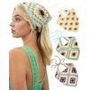 Molans Floral Bandanas Crochet Hair Scarf - 3Pcs Women Knitted Headscarf Daisy Headband Vintage Head Kerchief for Girls