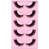 Veleasha Cat Eye Lashes Natural Look Fox False Eyelashes Gorgeous Wispy & Lightweight Faux Mink Lashes for Doll Eye Makeup 5 Pairs Pack (Charming)
