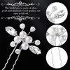 OIIKI 6 PCS White Pearl Bridal Hair Pins, Pearl Rhinestone Wedding Hairpins for Women, Crystal Pearls Hair Clips, U-Shape Hair Accessories, Pearl Hair Pins for Women, Girls, Brides, Bridesmaids