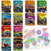 BenLouis 24 Monster Truck Mini Coloring Book Truck Birthday Themed Party Favor Activity Book Bulk for Kids Race Car Party Goodie Bags Stuffer Classroom Prizes Rewards Games Activities Supplies