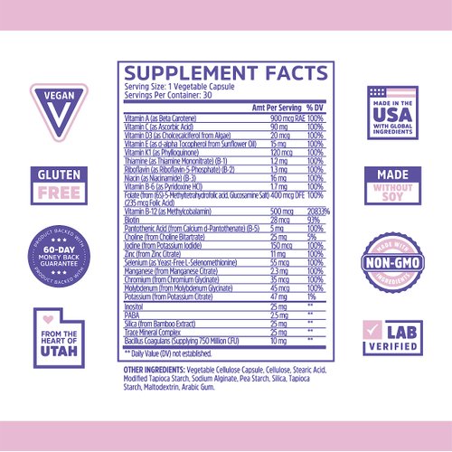 Zhou Nutrition Daily Boost Multivitamin with Probiotic, Zinc, Vitamin C, D3, B Complex for Immune Support, Energy and Digestive Health | Vegan, Gluten Free, Soy Free | 30 Servings