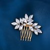 PTORIZNY Wedding Rhinestone Hair Comb Crystal Bride Hair Combs Silver Bridal Side Hair Combs Wedding Bride Hairpiece Hair Accessories for Women (Gold)