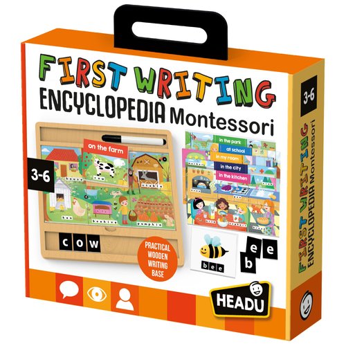 Headu First Writing Encyclopedia Montessori, Educational Toys for Boys and Girls Ages 3-6 Years Old, Preschool Learning Toys, Teacher Homeschool Supplies, Birthday