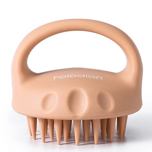 Foladion Silicone Manual Scalp Massager Exfoliator Waterproof Head Scrubber Shampoo Brush Soft and Gentle for Men Women Kids (Salmon Pink(Thin Soft Head) 1PC)