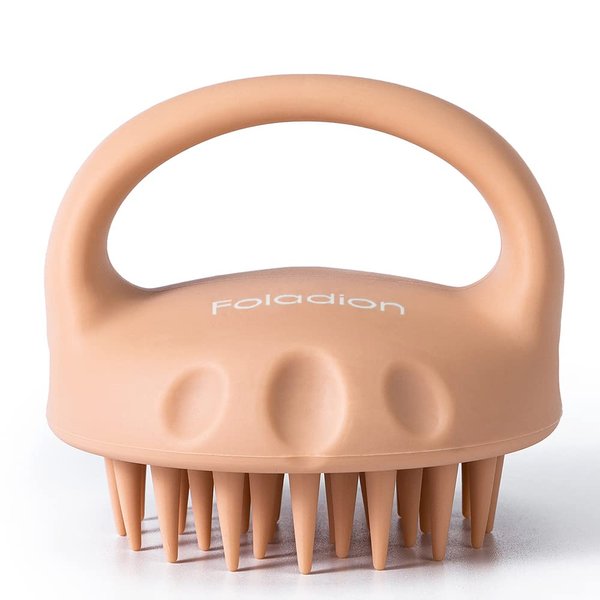 Foladion Silicone Manual Scalp Massager Exfoliator Waterproof Head Scrubber Shampoo Brush Soft and Gentle for Men Women Kids (Salmon Pink(Thin Soft Head) 1PC)