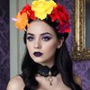 Amabro Halloween Headbands, Floral Day of the Dead Headband Mexican Flower Rose Crown Headpiece Halloween Cosplay Party Headdress Costume Hair Wreath Decorations for Women Men