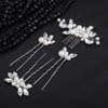 BERYUAN Wedding Pearls Rhinestone Comb Pins Set Silver Wedding Headpiece Bridal Pearls Rhinestone Hair Comb Pins Rhinestone Pearls Wedding Hair Accessories for Brides Bridesmaid(4pcs)